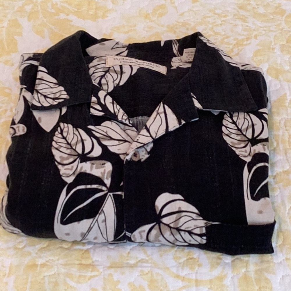 Black and White Leaf Print Shirt
